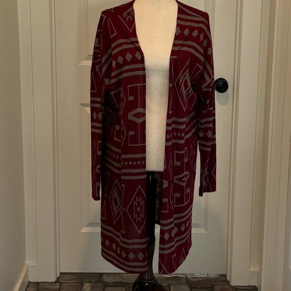 Light weight aztec long open cardigan Large